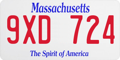 MA license plate 9XD724