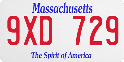 MA license plate 9XD729