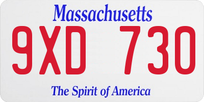 MA license plate 9XD730