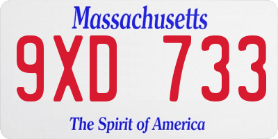 MA license plate 9XD733
