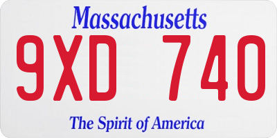 MA license plate 9XD740