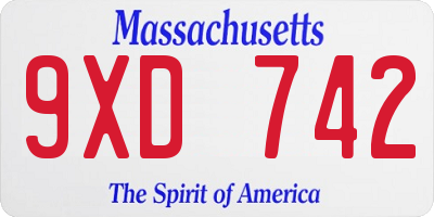 MA license plate 9XD742