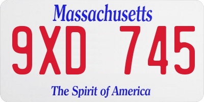 MA license plate 9XD745