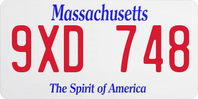 MA license plate 9XD748