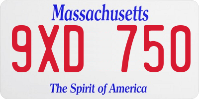 MA license plate 9XD750