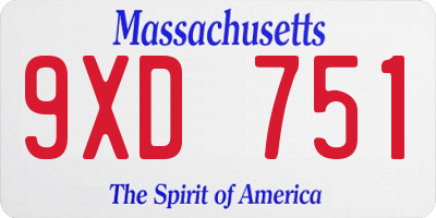 MA license plate 9XD751
