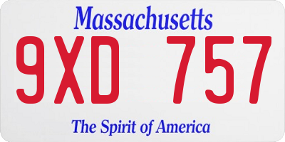 MA license plate 9XD757