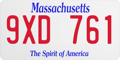 MA license plate 9XD761