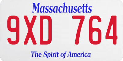 MA license plate 9XD764