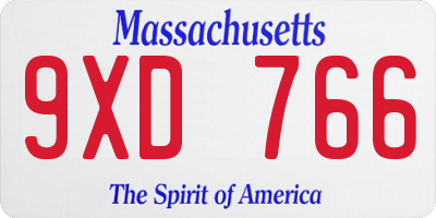 MA license plate 9XD766