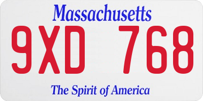 MA license plate 9XD768