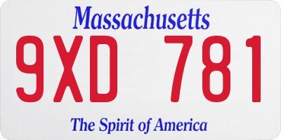 MA license plate 9XD781