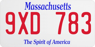 MA license plate 9XD783