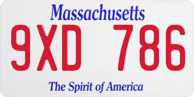 MA license plate 9XD786