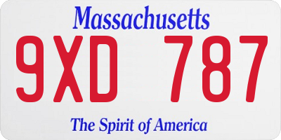MA license plate 9XD787