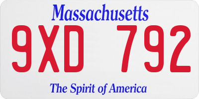 MA license plate 9XD792