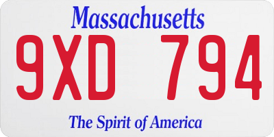MA license plate 9XD794