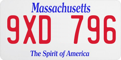 MA license plate 9XD796