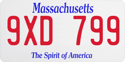 MA license plate 9XD799