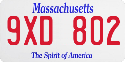 MA license plate 9XD802