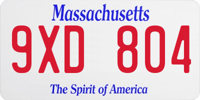 MA license plate 9XD804
