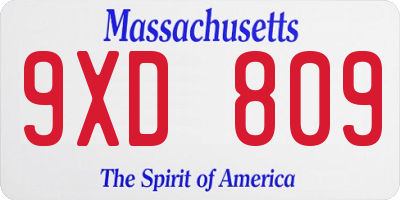 MA license plate 9XD809