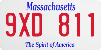 MA license plate 9XD811