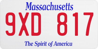 MA license plate 9XD817