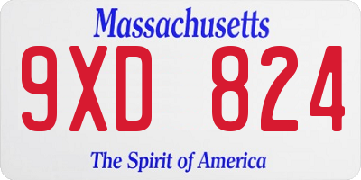 MA license plate 9XD824