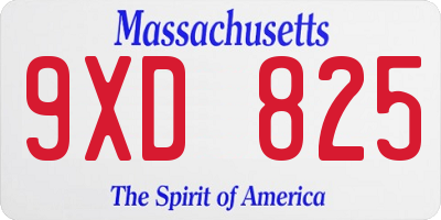 MA license plate 9XD825