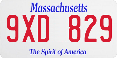 MA license plate 9XD829
