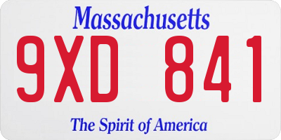 MA license plate 9XD841