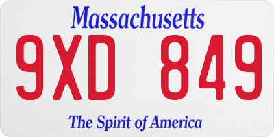 MA license plate 9XD849