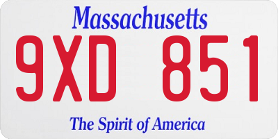 MA license plate 9XD851