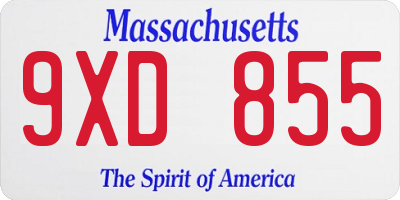 MA license plate 9XD855