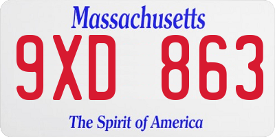 MA license plate 9XD863