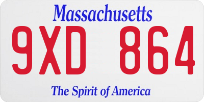 MA license plate 9XD864