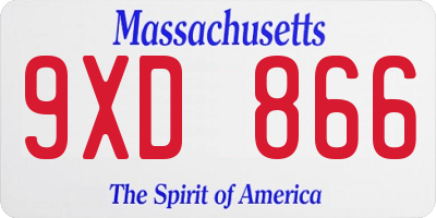MA license plate 9XD866