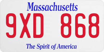 MA license plate 9XD868