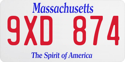 MA license plate 9XD874