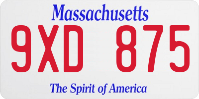 MA license plate 9XD875
