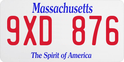 MA license plate 9XD876