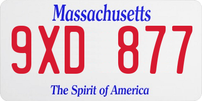 MA license plate 9XD877