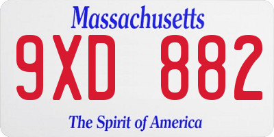 MA license plate 9XD882