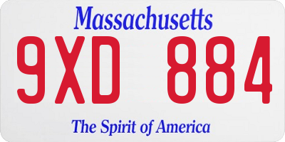 MA license plate 9XD884