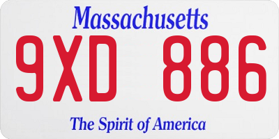 MA license plate 9XD886