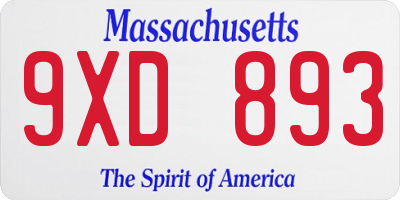 MA license plate 9XD893
