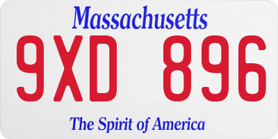 MA license plate 9XD896