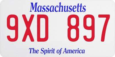 MA license plate 9XD897