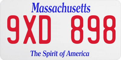 MA license plate 9XD898